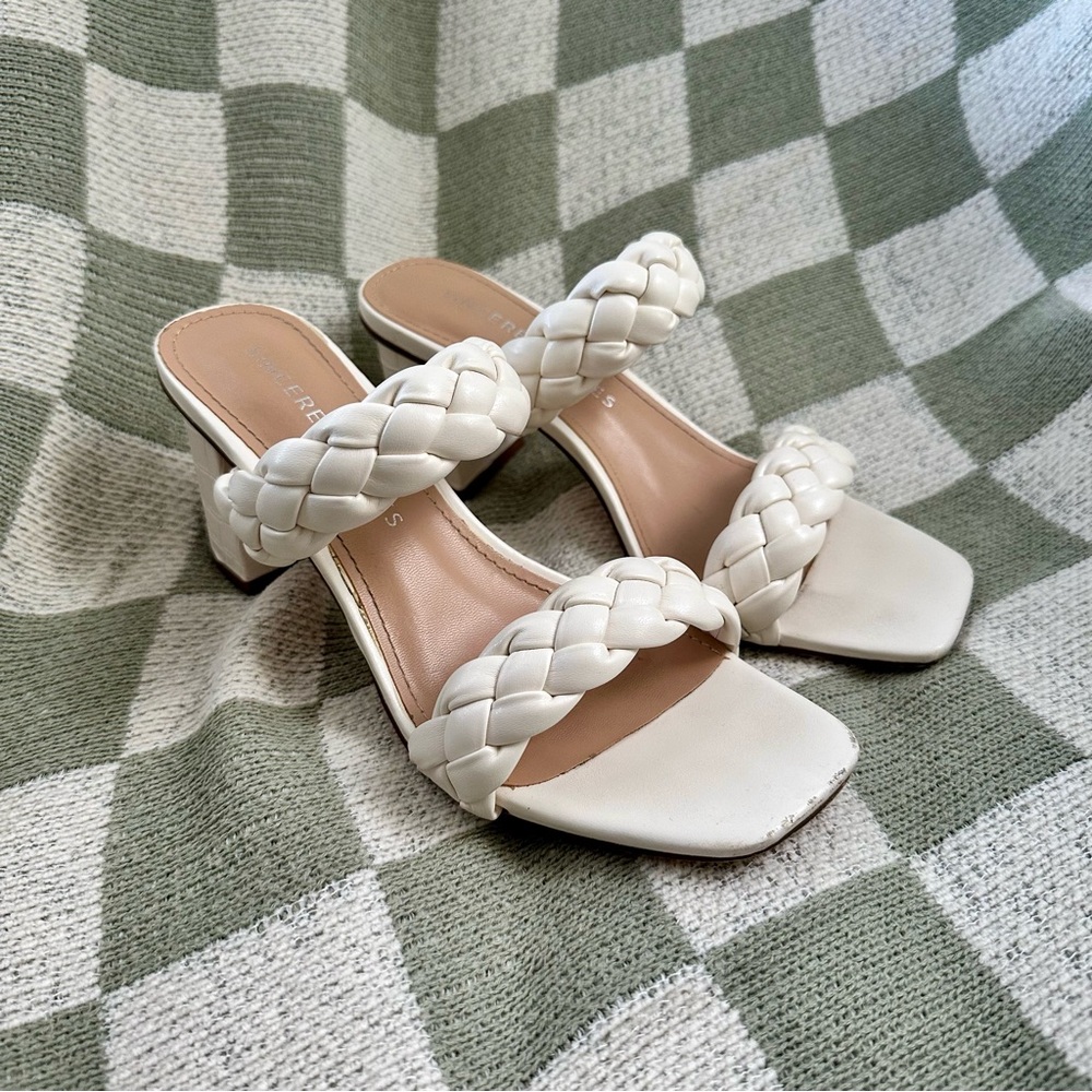 Size 8 Sincerely Jules Cream Braided Heeled Sandals
